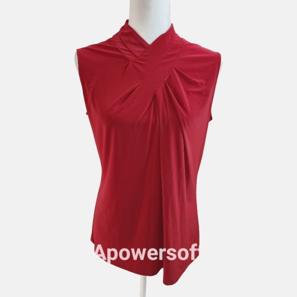 PerSeption Concept Solid Maroon Twist Neck Top
